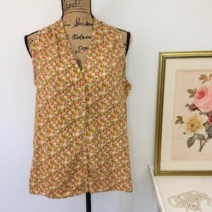 Talbots Perfect Shirt Sleeveless Floral Cottagecore Size 14
